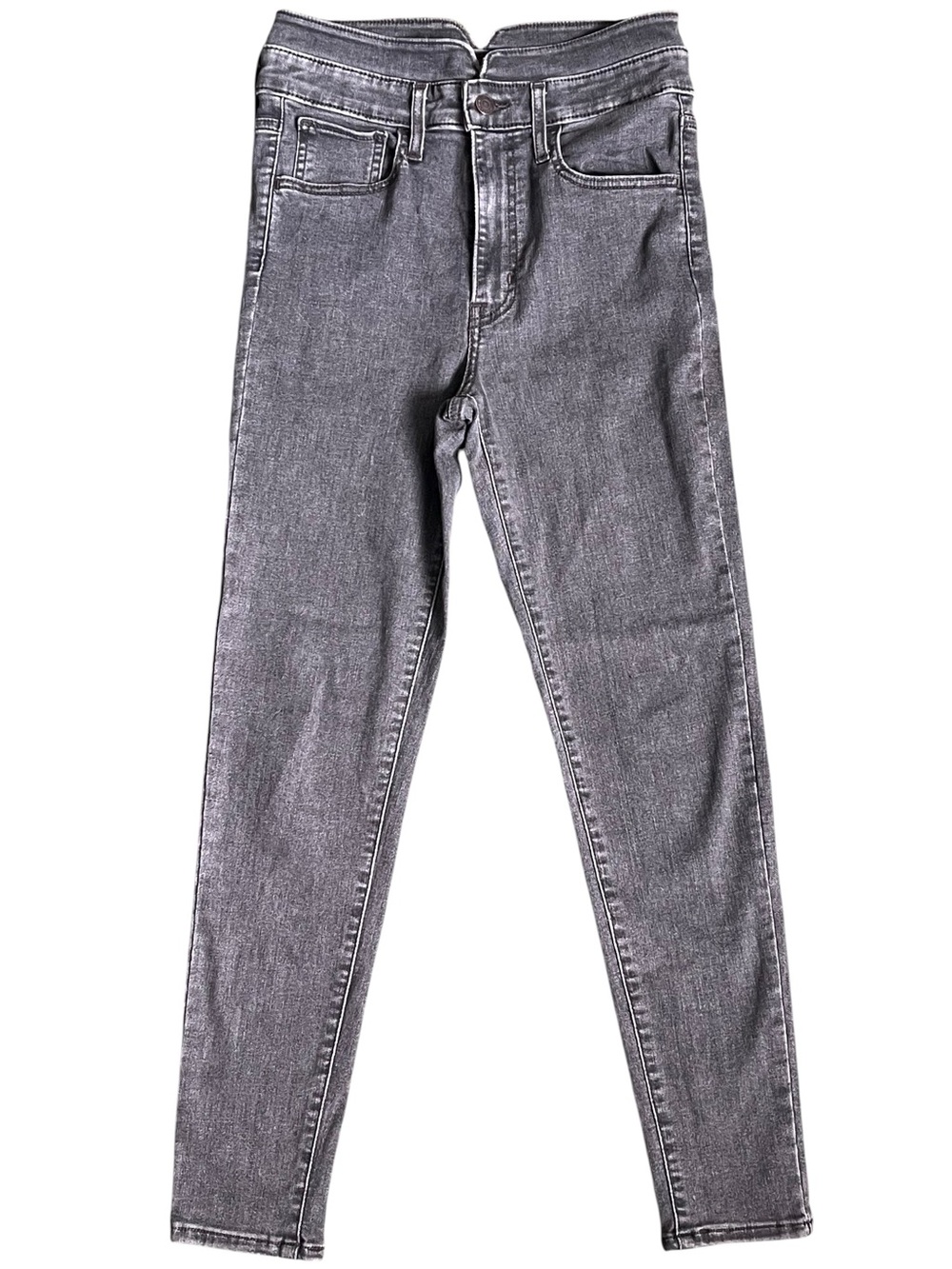 Levi’s Mile High Super Skinny Ankle Jeans W27 High Rise Gray Acid Wash Stretch